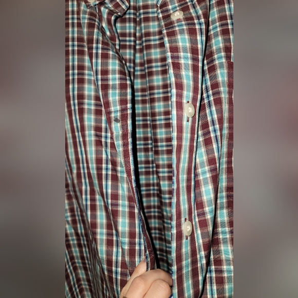 Duluth Trading Men’s 3XL Magnet Front Wrinklefighter Blue Plaid Button Down Top - Picture 9 of 9